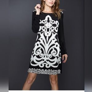 NWT Adore Ponte Stretch Sheath Dress S Long Sleeve Modern Artsy
